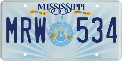 MS license plate MRW534
