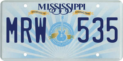 MS license plate MRW535