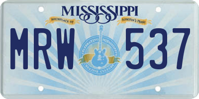 MS license plate MRW537