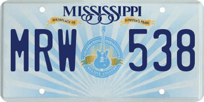 MS license plate MRW538
