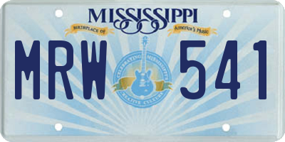 MS license plate MRW541