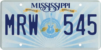 MS license plate MRW545