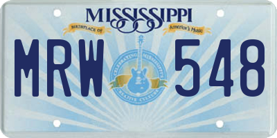 MS license plate MRW548