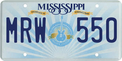 MS license plate MRW550