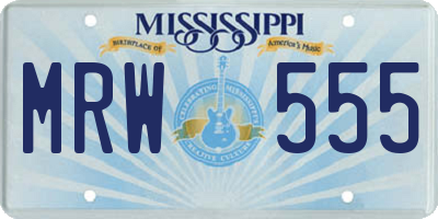MS license plate MRW555