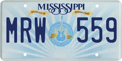 MS license plate MRW559