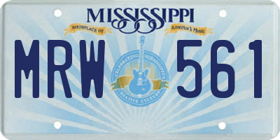 MS license plate MRW561