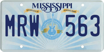 MS license plate MRW563