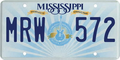 MS license plate MRW572