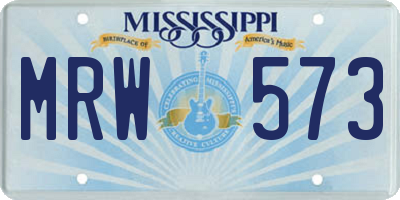 MS license plate MRW573