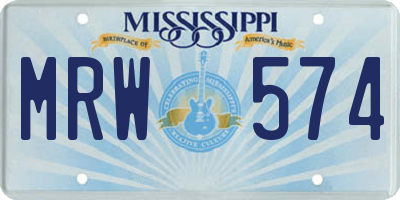 MS license plate MRW574