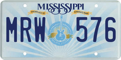 MS license plate MRW576