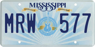 MS license plate MRW577