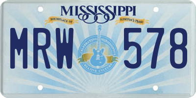 MS license plate MRW578