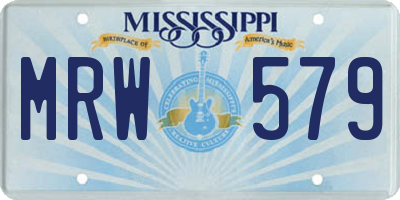 MS license plate MRW579