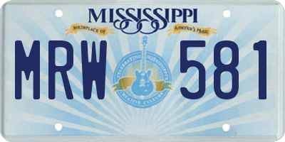 MS license plate MRW581