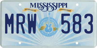 MS license plate MRW583
