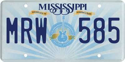 MS license plate MRW585
