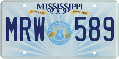 MS license plate MRW589