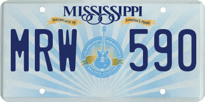 MS license plate MRW590