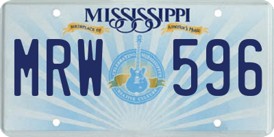 MS license plate MRW596