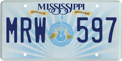 MS license plate MRW597