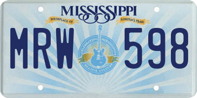 MS license plate MRW598