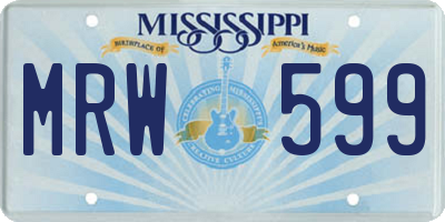 MS license plate MRW599