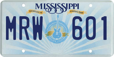 MS license plate MRW601