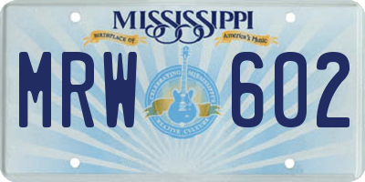 MS license plate MRW602