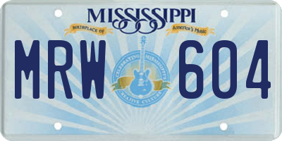 MS license plate MRW604