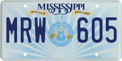 MS license plate MRW605