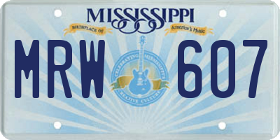 MS license plate MRW607