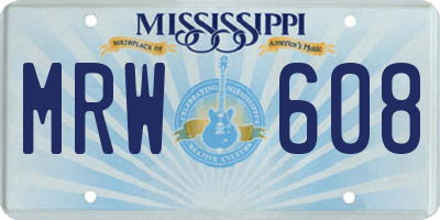 MS license plate MRW608