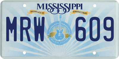 MS license plate MRW609