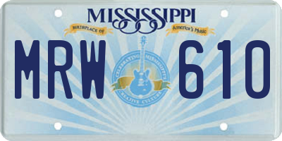 MS license plate MRW610