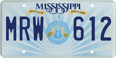 MS license plate MRW612