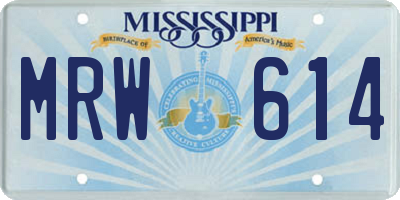 MS license plate MRW614