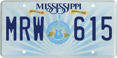 MS license plate MRW615