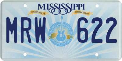 MS license plate MRW622