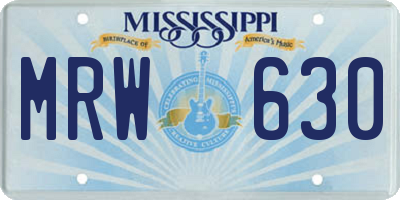 MS license plate MRW630