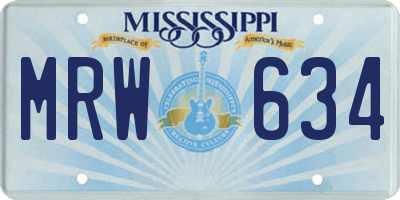 MS license plate MRW634