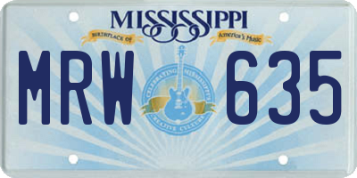 MS license plate MRW635