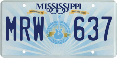 MS license plate MRW637