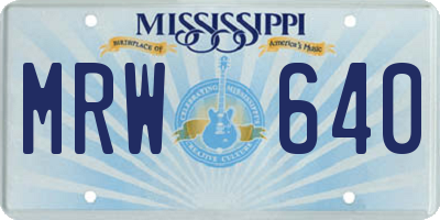 MS license plate MRW640