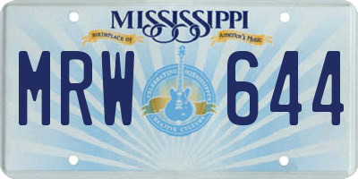 MS license plate MRW644