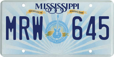 MS license plate MRW645