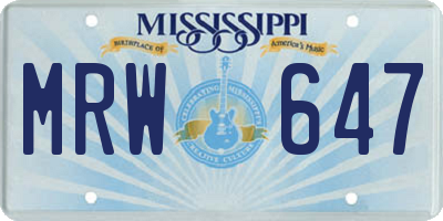 MS license plate MRW647