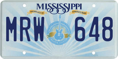 MS license plate MRW648