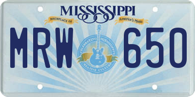 MS license plate MRW650